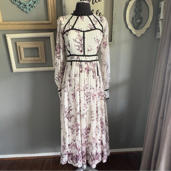 Karen Millen x Lydia Millen Floral Stud Trim Drama Maxi Dress - Picture 3 of 11